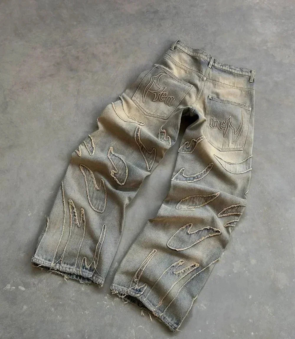 Y2K 'Flames' Baggy Denim Pants